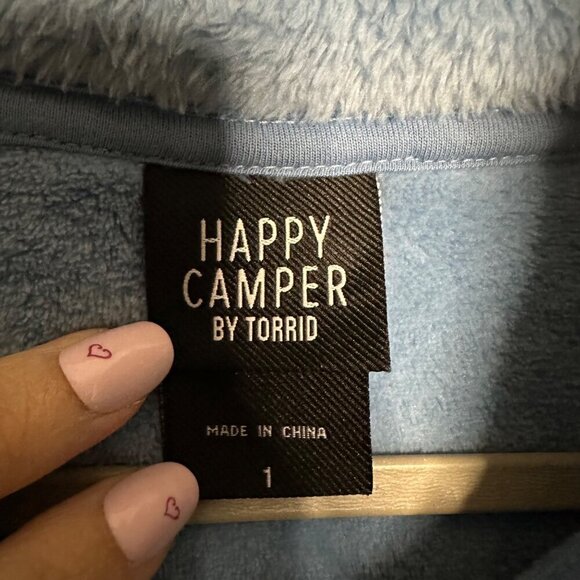 Torrid Faux Fur Active Bomber Jacket Happy Camper Blue Women's Plus Size 1X - Picture 5 of 8